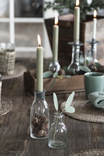 Hovedbilde Rustikt Kronelys H18 - Støvgrønn