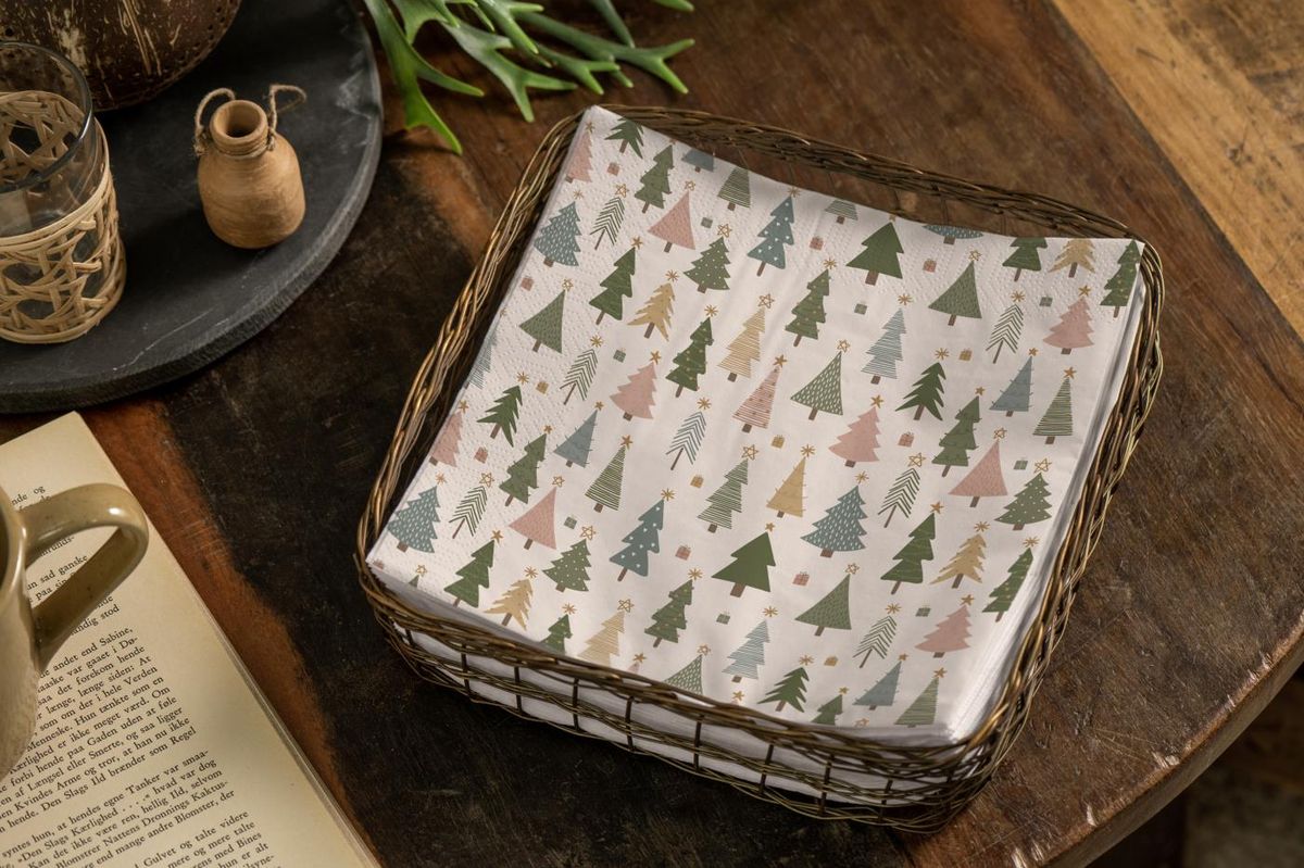 Serviett 16,5x16,5 cm - Juletre skog