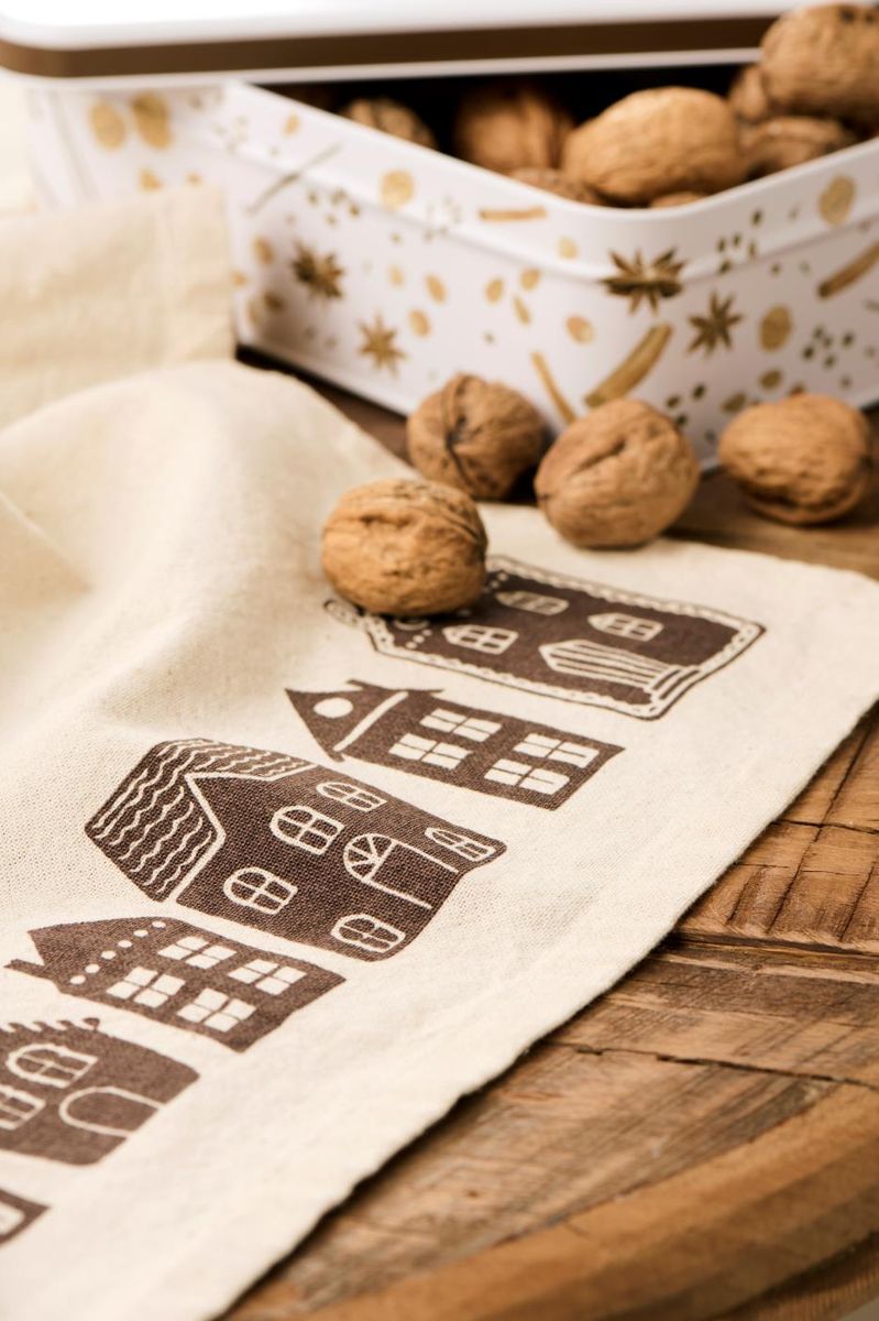 Kjøkkenhåndkle Pauline m/brune hus