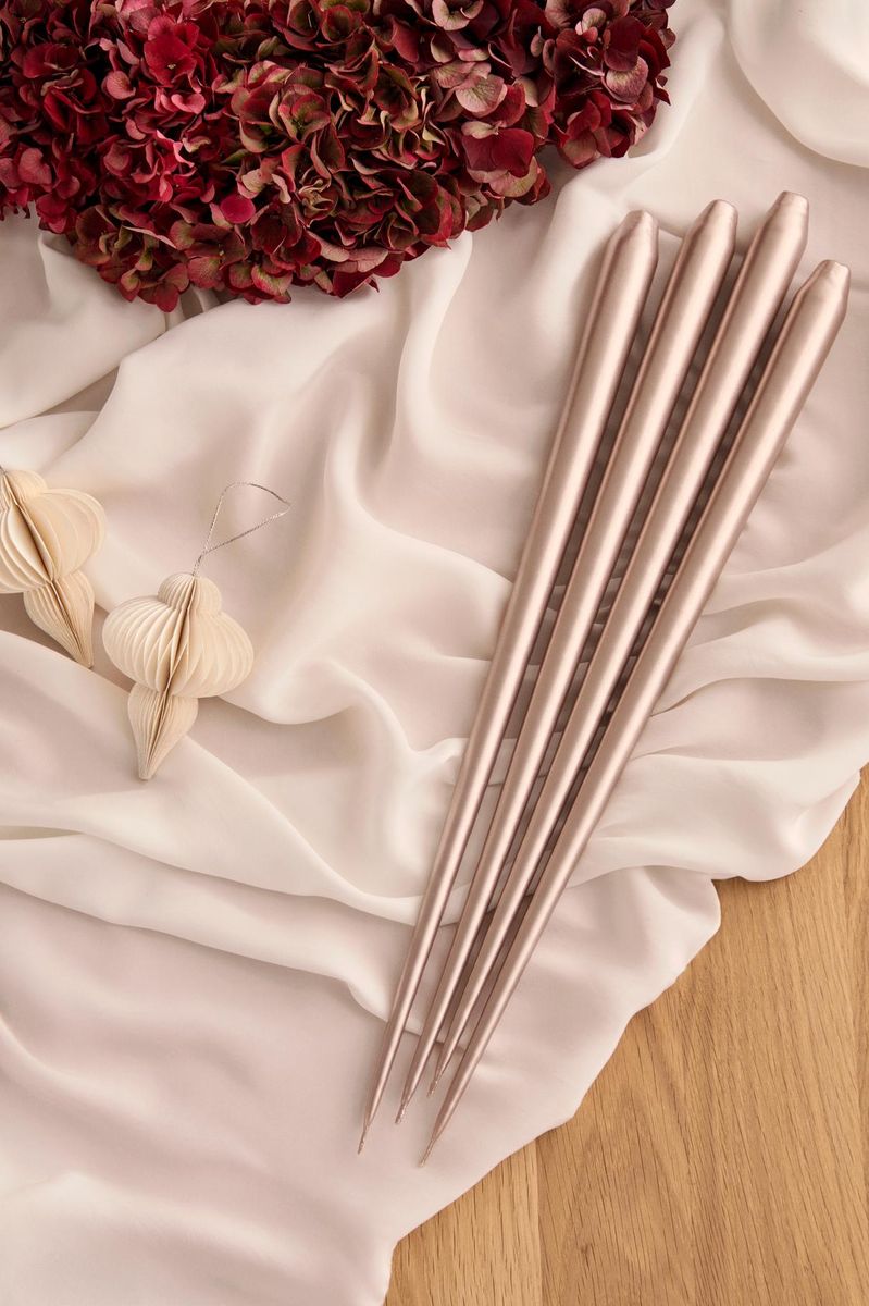 Kronelys 32 cm - Champagne Metallic